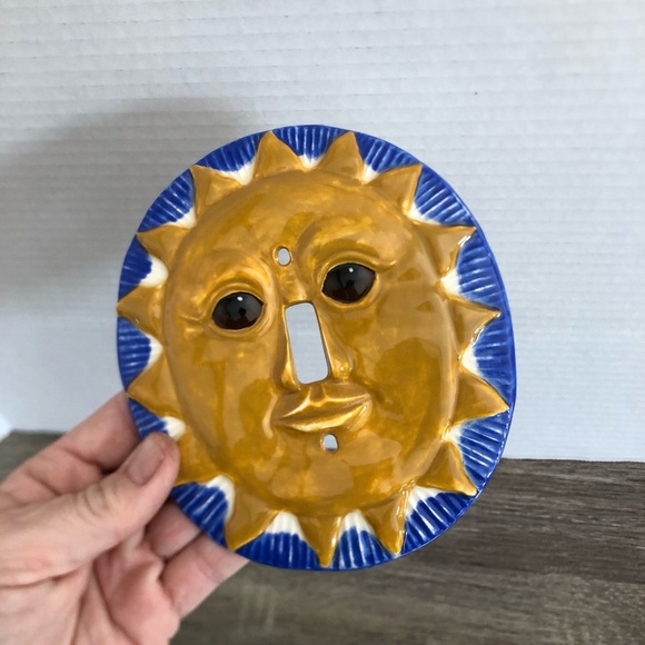 Vtg Hand Painted Sun Switch Plate Cover - Picture 5 of 7